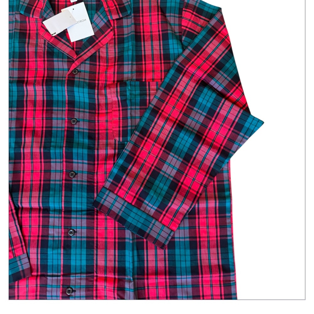 Men's Cotton Poplin Pajamas Nordstrom - NEW - Size XL - RED DUOFOLD TARTAN - Picture 4 of 6